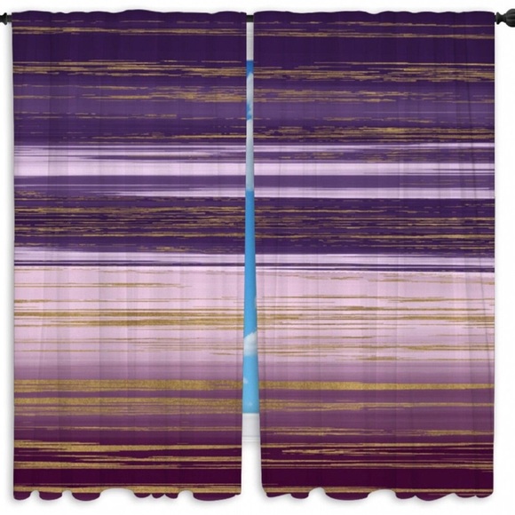 Gradient Purple and Gold Stripes Curtains Light To Dark Curtains - Picture 1 of 2